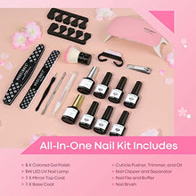 Load image into Gallery viewer, Modelones Gel Nail Polish Kit Starter with U V Lamp Portable LED Dryer Lamp, 6 Colors Soak Off Pastel Pink Gel Nail Polish Set/Gel Top & Base Coat/Essential Manicure Tools Nail Art Kit for Beginner