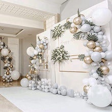 Load image into Gallery viewer, Balloon Arch Kit,102Pcs White Grey Balloon Garland Birthday Party Decoration,With gray, white, gold latex balloons & Tying Tool,Christmas wedding engagement baby shower,Boys and Girls Birthday Party