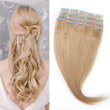 Load image into Gallery viewer, Tape in Hair Extensions Human Hair 20 Pcs #613 Bleach Blonde Real Remy Hair Extensions Tape in 12inch