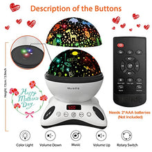 Load image into Gallery viewer, Moredig Night Light Projector, Night Light Kids with Remote and Timer, Built-in 12 Songs and 8 Colorful Light Modes for Baby Children's Bedroom - Black White