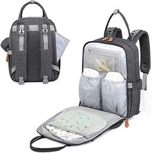 Load image into Gallery viewer, Baby Changing Bag Backpack, BabbleRoo Nappy Changing Back Pack Diaper Bags with Changing Mat & Pacifier Holder for Mom & Dad (Dark Grey)