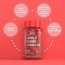 Load image into Gallery viewer, Apple Cider Vinegar Gummies 1000mg - Enhanced with Vitamin B12 & Folic Acid - 500mg ACV per Gummy - 60 Gummies - Natural Ingredients, Vegan & Gluten-free - High Strength Apple Cider Vinegar Capsules