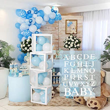 Load image into Gallery viewer, Baby Shower Decoration Balloon Boxes – 4Pcs DIY White Transparent Boxes with 30 Letters BABY + A-Z for Boys Girls Baby Shower,DIY Name Combination,Gender Reveal Backdrop Birthday Party Supplies