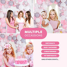 Load image into Gallery viewer, PartyBro Balloon Arch & Garland Kit | Pink, White, Grey, & Silver Balloons | Incl. Tying Tool, Balloon Tape, & Glue Dots | Decoration for Baby Showers, Birthdays, or Christenings for Girls & Women