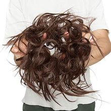 Load image into Gallery viewer, Tousled Updo Messy Bun Hair Piece Scrunchies Wavy Bun Extensions Rubber Band Elastic Scrunchie Chignon Instant Ponytail Hairpiece for Women Medium Brown