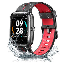 Load image into Gallery viewer, JONVOH Smart Watch for Men and Women - IOS Android Compatible Smartwatch with Touch Screen - Integrated GPS Fitness Tracker SyncLife Dazzle - Black/Red