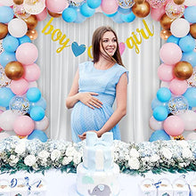 Load image into Gallery viewer, Unisun Gender Reveal Decorations, 104 Pcs Blue Pink White Balloons Arch Garland Kit with Boy or Girl Banner Gold Confetti Metallic Balloon for Baby Shower Birthday Wedding Party Decorations