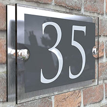 Load image into Gallery viewer, K Smart Sign | Paramount | para5-28wa-s-c | Anthracite Gray & Brushed Aluminium 2 Part House Sign - 200mm x 130mm
