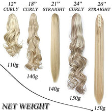 Load image into Gallery viewer, Real Fashion Ponytail Hair Extension Claw Curly Wavy Straight Clip in Hairpiece One Piece A Jaw Long Pony Tails for Women 24” Curly - Sandy blonde & bleach blonde
