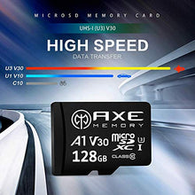 Load image into Gallery viewer, AXE MEMORY 128GB microSDXC Memory Card + SD Adapter with A1 App Performance, V30, UHS-I U3, 4K