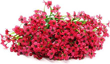 Load image into Gallery viewer, Ruiuzioong Artificial Violet Flowers Outdoor UV Resistant Fake Flowers 6pack No Fade Faux Plastic Plant Shrubs Greenery for Indoor Outside Hanging Planter Window Box Patio Home Decor (Rose Red)