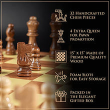Load image into Gallery viewer, Magnetic Wooden Chess Set by Royal Chess - Handmade Folding Board for Travel - 4 Extra Queen Figures, Carry Bag & Game Instruction for Beginners