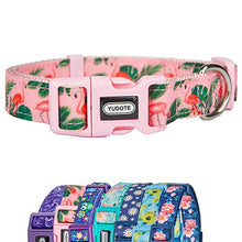 Load image into Gallery viewer, YUDOTE Pink Dog Collar Medium with Flamingos Print for Lively Female Girl Dogs Daily Use,Adjustable 31-49cm