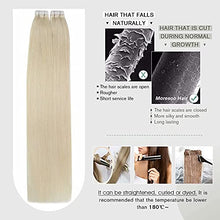 Load image into Gallery viewer, Moresoo Tape in Extensions Blonde Invisible Tape in Hair Extensions Human Hair Platinum Blonde 12 Inch Full Head Tape Hair Extensions 30g/20pcs