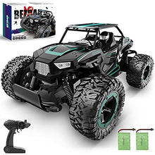 Load image into Gallery viewer, BEZGAR 18 Cyan Toy Grade 1:14 Scale Remote Control Car, 2WD High Speed 20 Km/h All Terrains Electric Toy Off Road RC Vehicle Truck Crawler with Two Rechargeable Batteries for Boys Kids and Adults