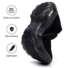 Load image into Gallery viewer, ZHR Womens Trainers Ladies Walking Shoes Slip on Nursing Shoes Lightweight Breathable Work Shoes Air Cushion Sneakers All Black 6.5UK/40.5EU