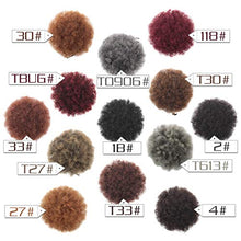 Load image into Gallery viewer, Xtrend Natural Black Afro Ponytail Drawstring Short Afro Kinky Curly Pony Tail Curly Hair Synthetic Fiber Puff Ponytail Wrap Updo Hair Extensions with 2 Clips for Black Women 1B