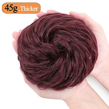 Load image into Gallery viewer, Hair Bun Extensions Messy Wavy Curly Donut Scrunchie Hairpiece Accessories 45G Thicker Chignons Fluffy Updo Pony Tail Synthetic, Wine Red