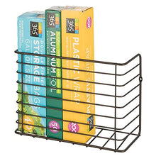 Load image into Gallery viewer, mDesign Kitchen Storage Basket – Practical Kitchen Accessories for Easy Storing – Wall-Mounted Wire Hanging Basket Suitable for Tin Foil, Wax Paper, and More – Bronze