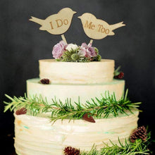 Load image into Gallery viewer, Veewon Wedding Cake Toppers I DO ME TOO Love Birds Wooden Cake Topper Wedding Engagement Decor Favor