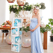 Load image into Gallery viewer, Baby Shower Decoration Balloon Boxes – 4Pcs DIY White Transparent Boxes with 30 Letters BABY + A-Z for Boys Girls Baby Shower,DIY Name Combination,Gender Reveal Backdrop Birthday Party Supplies