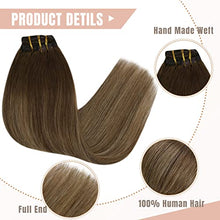 Load image into Gallery viewer, Fshine Clip in Hair Extensions Brown Balayage Hair Chocolate Brown to 27 Caramel Blonde 45cm Hair Extensions7 Pcs 120g Human Remy Hair Extensions Double Weft Clip in Human Hair Extensions 18-Inch