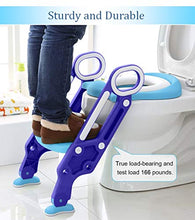 Load image into Gallery viewer, Potty Training Toilet Seat with Step Stool Ladder for Kids Children Baby Toddler Toilet Training Seat Chair with Soft Cushion Sturdy and Non-Slip Wide Steps for Girls and Boys (Blue Purple)