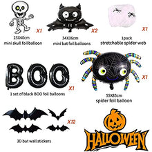 Load image into Gallery viewer, KAINSY Halloween Balloon Arch Garland Kit, Halloween Balloon Decorations, Black Orange Balloon Set with Spider Skull Balloon Web and 3D Bat for Halloween Party Decor Indoor Outdoor