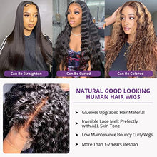 Load image into Gallery viewer, Transparent 13X6 Lace Front Wig Deep Wave Wig Human Hair Wigs Pre Plucked 4X4 Lace Closure Wig Deep Curly Human Hair Wigs Natural Color 16inch 150 13x6 frontal wig