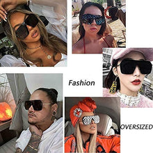 Load image into Gallery viewer, Oversized Sunglasses for Women Men Classic Trendy Flat Top Sunglasses UV400 Protection Black