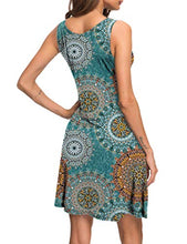 Load image into Gallery viewer, AUSELILY Beach Dress for Women Summer Casual Swing Dress Sleeveless Tank Mini Dresses with Pockets Print Green M