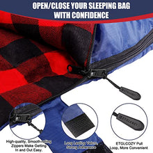 Load image into Gallery viewer, Double Sleeping Bag for Adults Camping, Extra Wide 2 Person Waterproof Cotton Flannel Sleeping Bag for 3-Season Warm & Cold Weather, Lightweight with Compact Bag for Hiking Backpacking