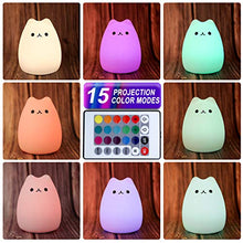Load image into Gallery viewer, Children Night Light Kids Cat Lamp, Remote Control Dimmable Light with 16 RGB Colour and 4 Lighting Modes, USB Rechargeable Lamp for Baby & Toddlers
