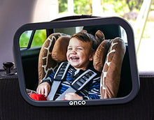 Load image into Gallery viewer, Onco Baby Car Mirror - 100% Shatterproof Baby Car Mirror for Back Seat - Drive Safe and Monitor Your Child - Essential Baby Accessories for New Parents - Winner of MadeForMums Awards