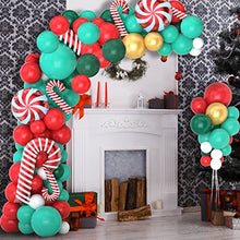 Load image into Gallery viewer, Christmas Balloon Garland Arch kit, 103 Pcs Xmas Red Green Gold Confetti Balloons with Candy Cane Balloons for Christmas New Year Party Deco Wintertime Holiday