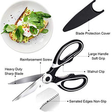 Load image into Gallery viewer, 2Pcs Kitchen Scissors, Heavy Duty Kitchen Scissors, Stainless Steel Kitchen Shear with Cover, Sharp Cooking Scissors for Meat Chicken Fish Nut Vegetable Herb, Bottle Opener