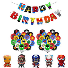 Load image into Gallery viewer, 38pcs Superhero Party Decoration Kit Superhero Balloons Avengers Party Balloons Decorations Happy Birthday Party for Boys Birthday Party Decoration