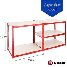 Load image into Gallery viewer, Garage Shelving Units: 180cm x 90cm x 60cm | Heavy Duty Racking Shelves for Storage - 3 Bay, Red 5 Tier (265KG Per Shelf), 1325KG Capacity | For Workshop, Shed, Office | 5 Year Warranty