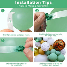 Load image into Gallery viewer, 100PCS Safari Jungle Balloon Arch Kit, Green Balloons Garland Kit with Large 4D Foil Animal Balloon, Jungle Theme Balloon Arch with Gold White Spot Balloons for Baby Shower Birthday Party Decoration