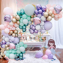 Load image into Gallery viewer, Balloon Arch Kit for Girls, Mermaid Theme Balloon Garland Kit Mermaid Tail Pastel Pink Purple Green Metallic Latex Balloons Party Balloons for Birthday Baby Shower Under the Sea Party Supplies