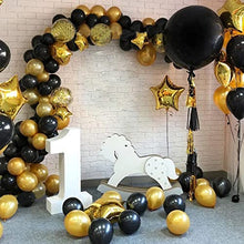 Load image into Gallery viewer, Black Gold Balloon Arch Kit, Balloon Garland Kit with 36 inch Giant Latex Balloon Star Foil Balloons, Black Gold Birthday Party Decorations with Tassel for Ramadan Graduation Wedding New Year