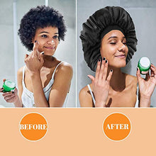 Load image into Gallery viewer, 2PCS Large Satin Bonnet, Raibaubl Silk Bonnet With Elastic Soft Band, Big sleep cap For Women Hair Care, Jumbo Bonnet For Braids Natural Long Hair, Curly Hair (Black+Black)