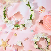 Load image into Gallery viewer, 2 Pieces Flower Wreath Crown Floral Garland Headband with 2 Wristbands Set, Adjustable Festival Headwear Bride Headdress Bridal Headpiece Wedding Hair Accessories for Women Girls Kids, Pink and White