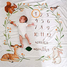 Load image into Gallery viewer, Baby Monthly Milestone Blanket Woodland - Baby Girl Gifts & Baby Boy Gifts - Watch Me Grow Woodland Nursery Décor - European Design - Gender Neutral Baby Shower Gifts for Newborn Girl & Boy