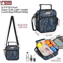 Load image into Gallery viewer, Insulated Cute Lunch Bag Cooler Bag Portable Carrying Lunch Box Bag with Front Pocket and Removable Adjuatable Shoulder Strap for Boys Girls Women Men to School Office Outdoor (Black Camouflage)