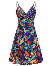 Load image into Gallery viewer, STYLEWORD Women's V Neck Floral Spaghetti Strap Summer Dress Casual Swing Midi Sundress with Pocket(A18-floral18,M)