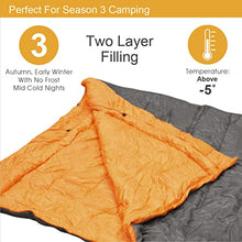 Load image into Gallery viewer, Milestone Camping, Grey, 26750 Envelope Sleeping Bag | 3 Season | Double Insulation | Full Length Dual Zip | Grey & Orange | Packs Down Tight | 210cm x 170cm