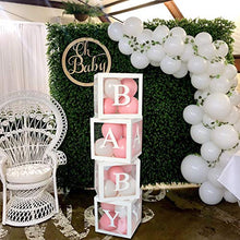 Load image into Gallery viewer, Birthday Party Decorations Balloon Box for Boys Girls, 4Pcs Baby Shower Box Decoration with 52 Letters, Transparent Balloon Boxes for Baby Shower, Blue Birthday Party, DIY Name Combination, Graduation