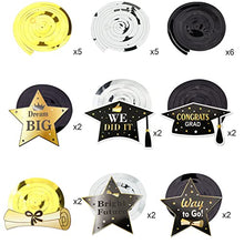 Load image into Gallery viewer, HOWAF Graduation Hanging Swirl Decorations, 28pcs Black and Gold Congrats Grad Hanging Ceiling Decorations for College Ceremony School Prom Grad Party Decoration Supplies