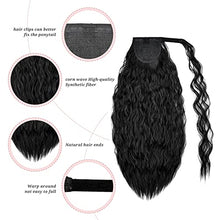 Load image into Gallery viewer, 2Pack Long Ponytail Extension 22 Inch Wrap Around Straight Ponytail Magic Black Corn Wave Curly Ponytail Hairpiece for Women (1B#, Straight+Corn Wave)